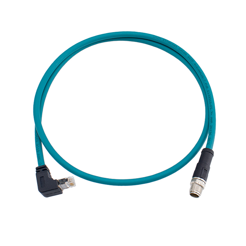 M12 male to RJ45 90 degree ethernet cable