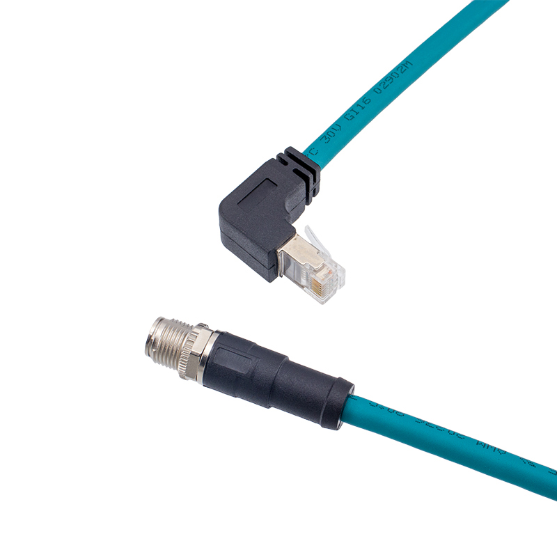 M12 male to RJ45 elbow connector cable