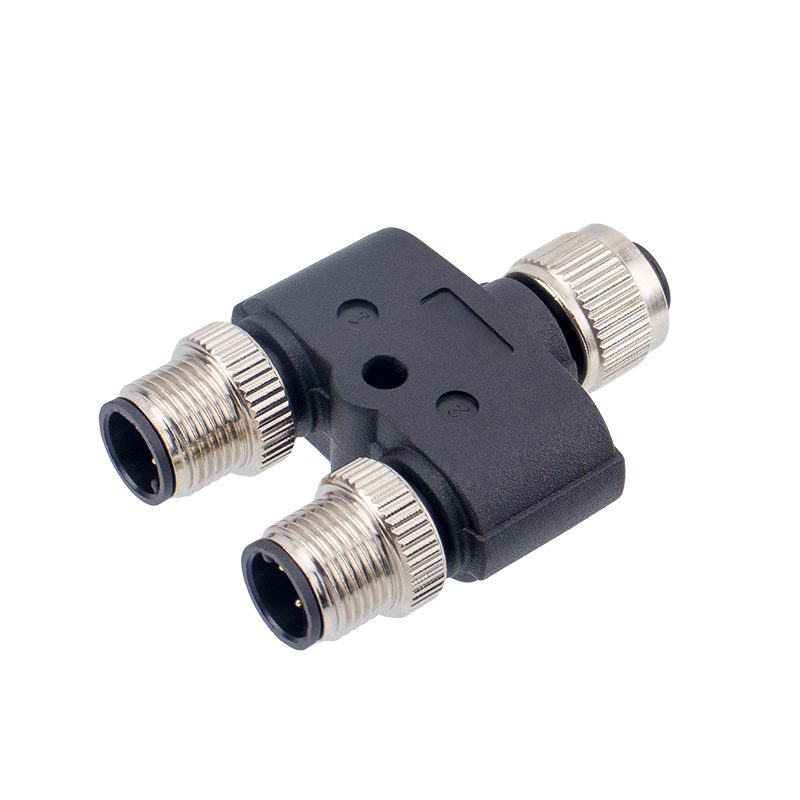M12 5 pin female to male y-splitter connector