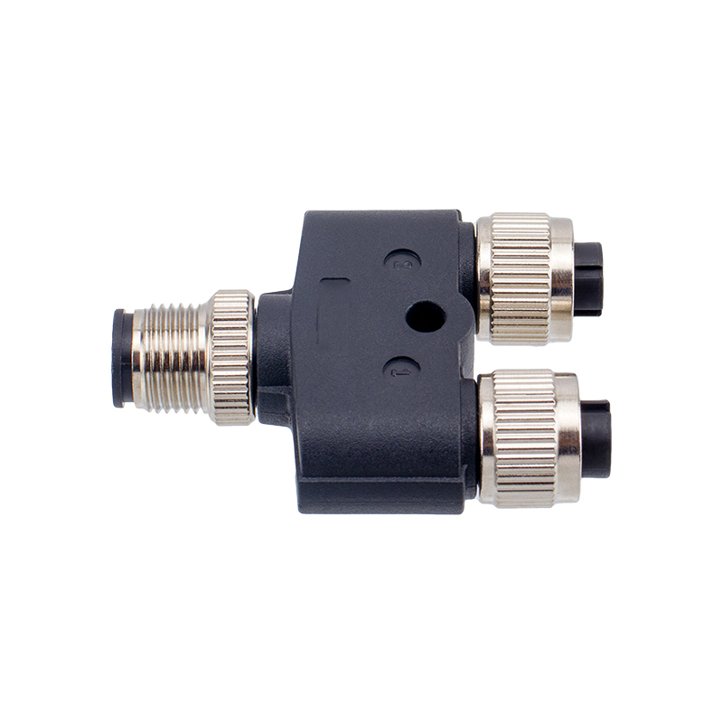 M12 4 pin male to dual female coupler connector
