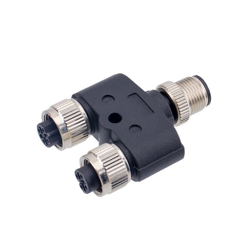 M12 5P two way female T-coupler connector