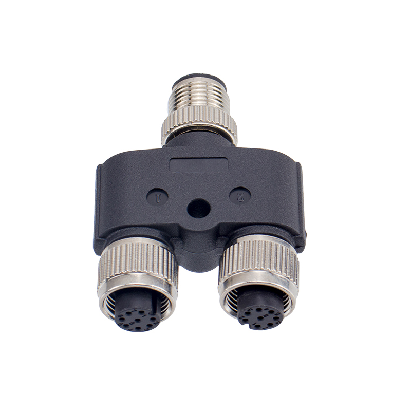 M12 8-pin female Y-coupler connector