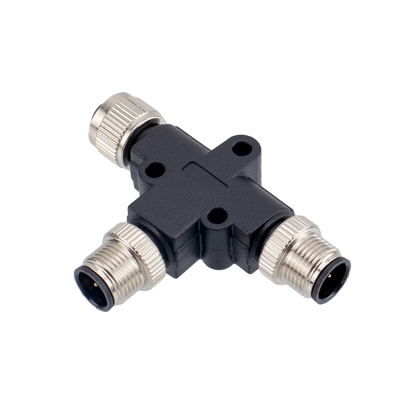 M12 4-pin D coded male T coupler connector