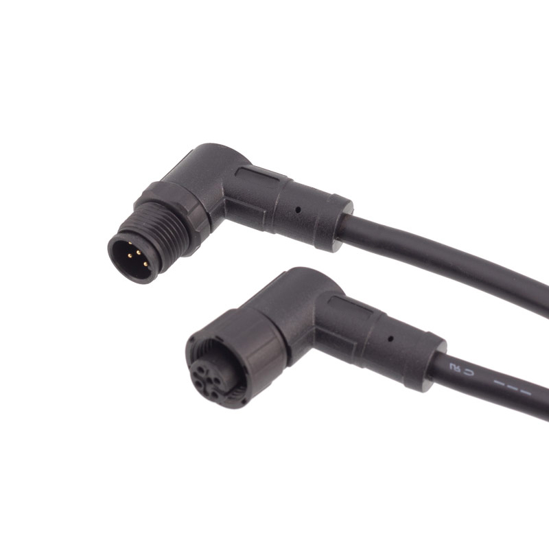 M12 3 4 5 6 8 contacts male female right angle cable