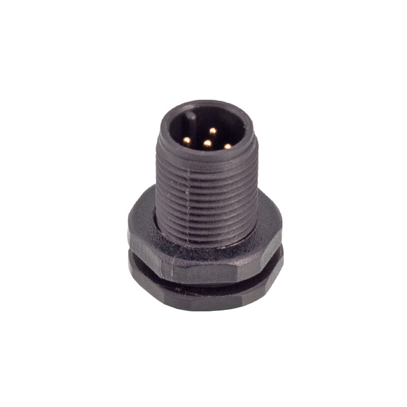 M12 3 4 pin front fastened panel mount connector
