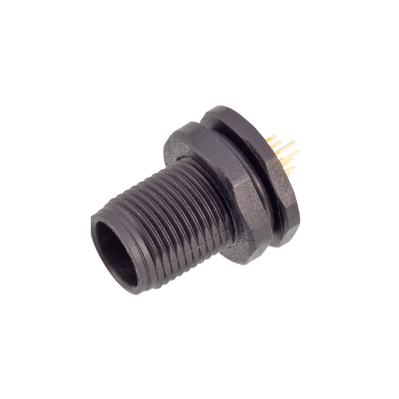 M12 flange male long threaded mounting 6 8-pole receptacle