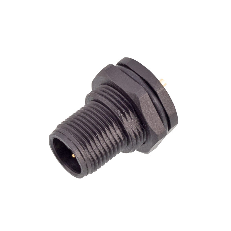 M12-Panel mount connector male 6 pin front mount