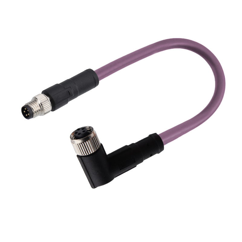M8 5 pole female right angle to male cable