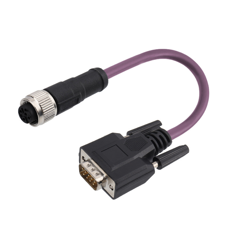 M12 5 pole female to DB9 RS232 male cable