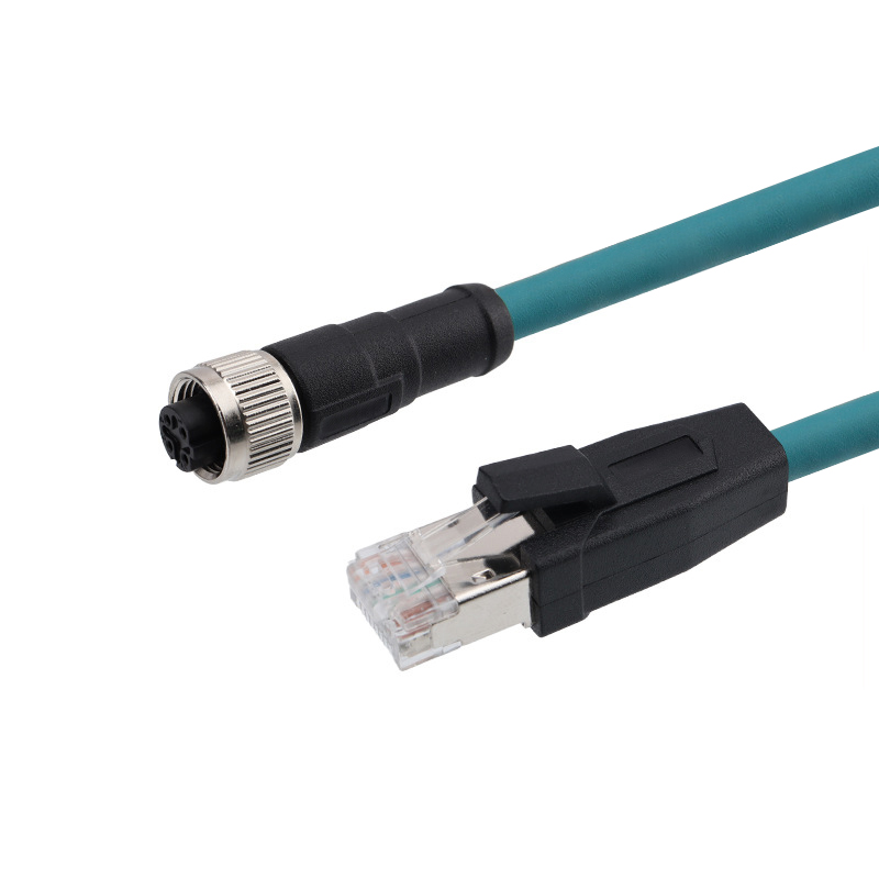 Cat5e M12 4 pole D code pair twisted Shielded ethernet Cable