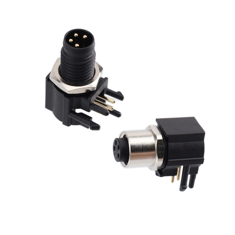 Conector de PCB de ángulo recto de plástico, macho o hembra, M8 de 4 pines