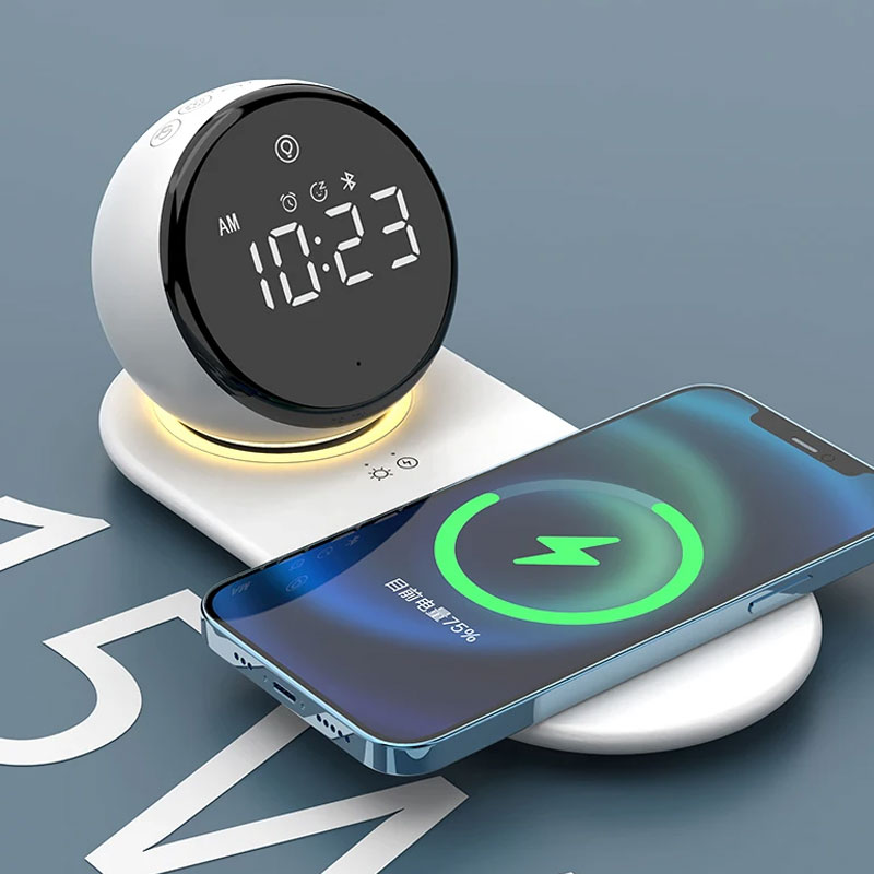 Clock Bluetooth Speaker  with wireless charger