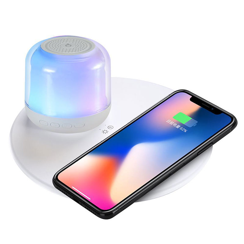 Alto-falante Bluetooth com luzes coloridas com carregador sem fio