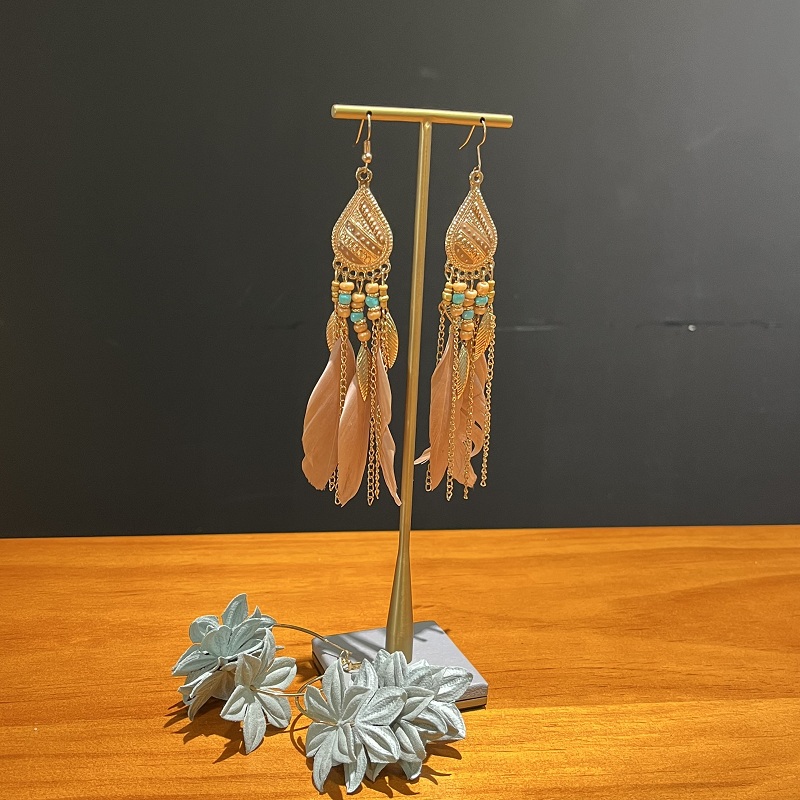 accesorios de exhibición de joyería de metal Soporte de exhibición de aretes en forma de T para servir aretes largos aretes de aro