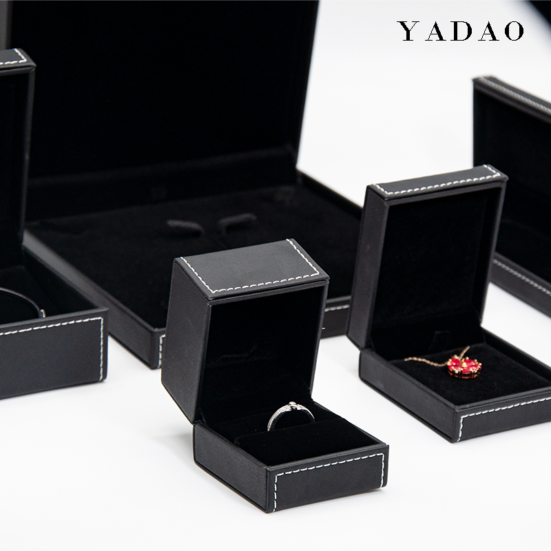 caja de embalaje de joyería de cuero de pu personalizada caja de embalaje de regalo de cuero negro