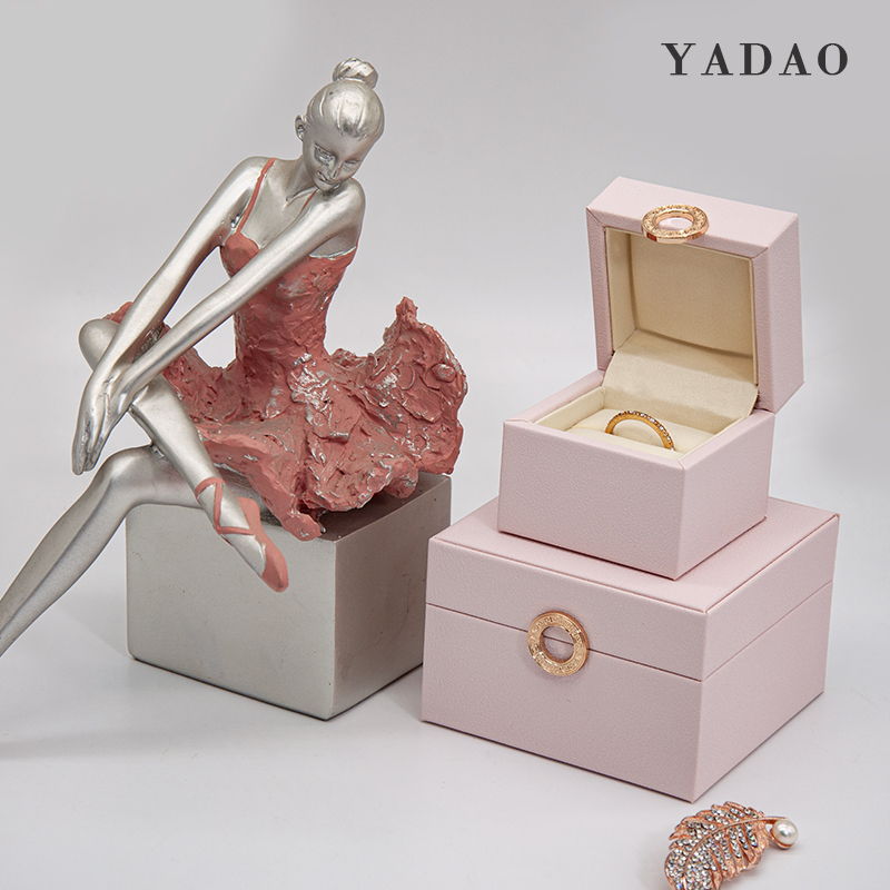 dětská růžová pu kožená krabička na šperky z lásky dárkové balení prsten s přívěskem náramek krabička