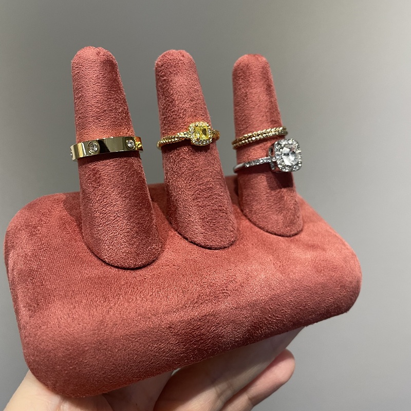 luxury velvet jewelry display stand finger ring display holder display rings