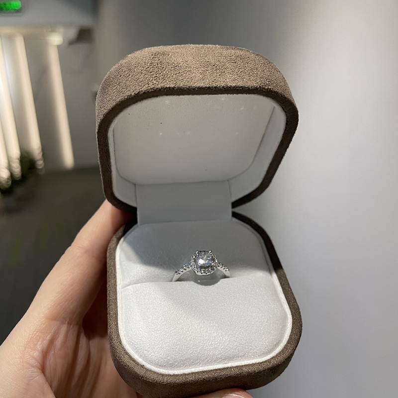 caixa de joias de camurça marrom slot inserir anel caixa de embalagem caixa de presente caixa de embalagem de joias de diamante