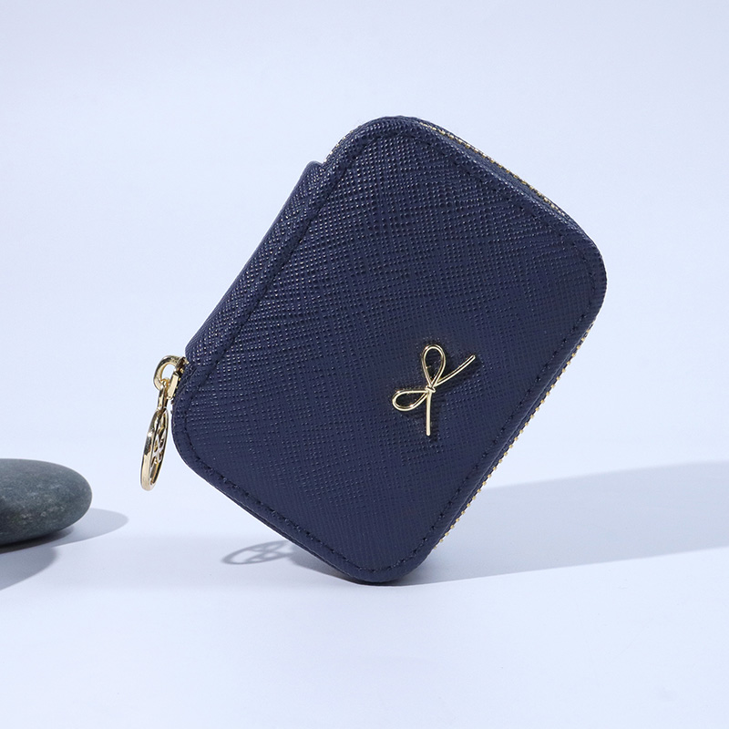 dark blue pu leather jewelry packaging case zipper jewelry case packaging box square jewelry case