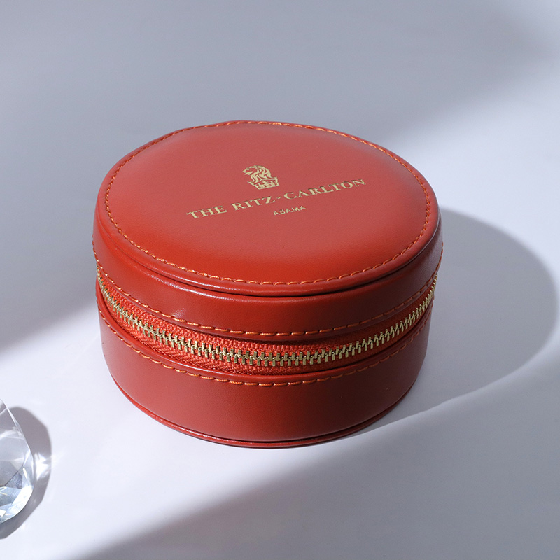Caja de empaquetado de la joyería del accesorio de moda de la forma redonda con una bolsa nuevos colores anaranjados