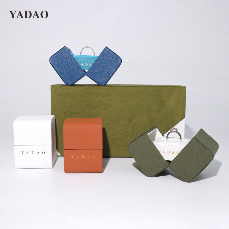 New arrivals fashion design double door opening diamond ring packaging box