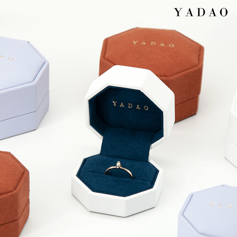 Caja de plástico octogonal, anillo, pendiente, colgante, caja de embalaje de joyería personalizada
