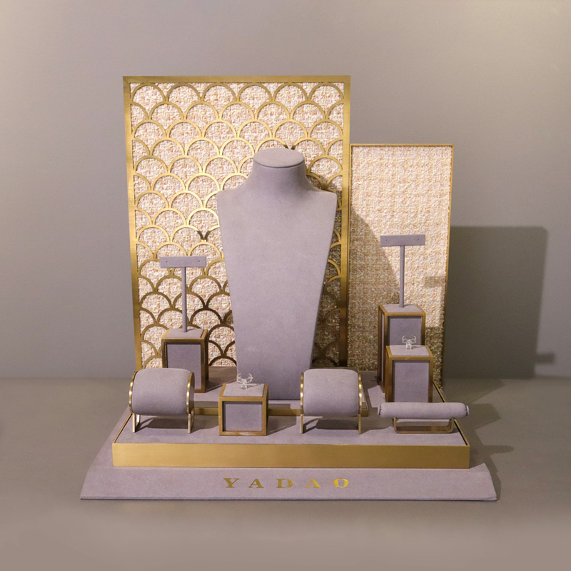 hign end window jewelry display set jewelry store showcase display props microfiber display stand ring earring pendant display