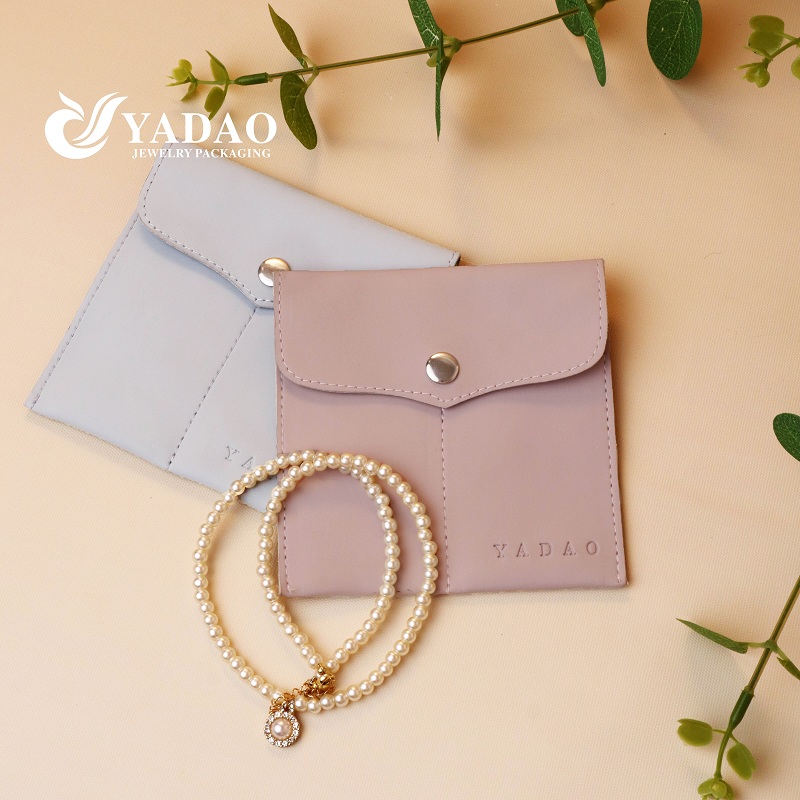 customize snap pu leather bag jewelry pouch bag jewelry packaging pouch