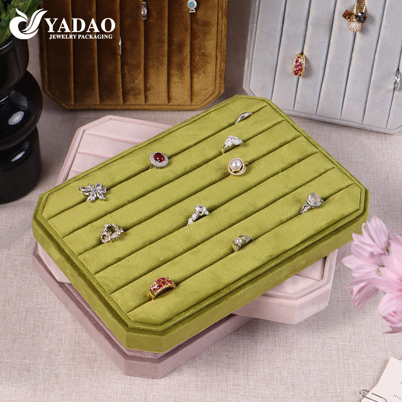 olive green velvet jewelry tray slot ring earring display tray