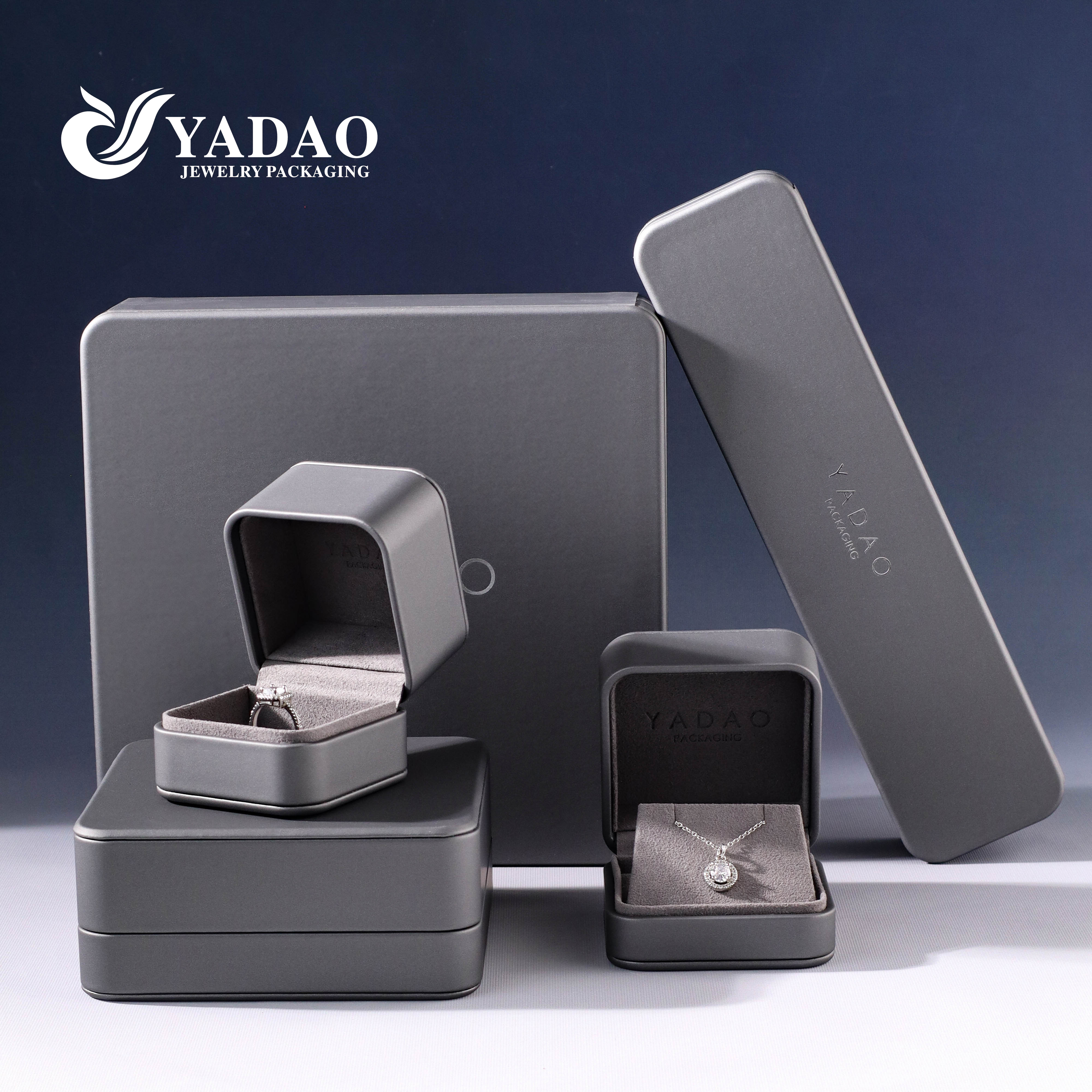high quality pu leather box gray jewelry box plastic jewelry packaging box ring box