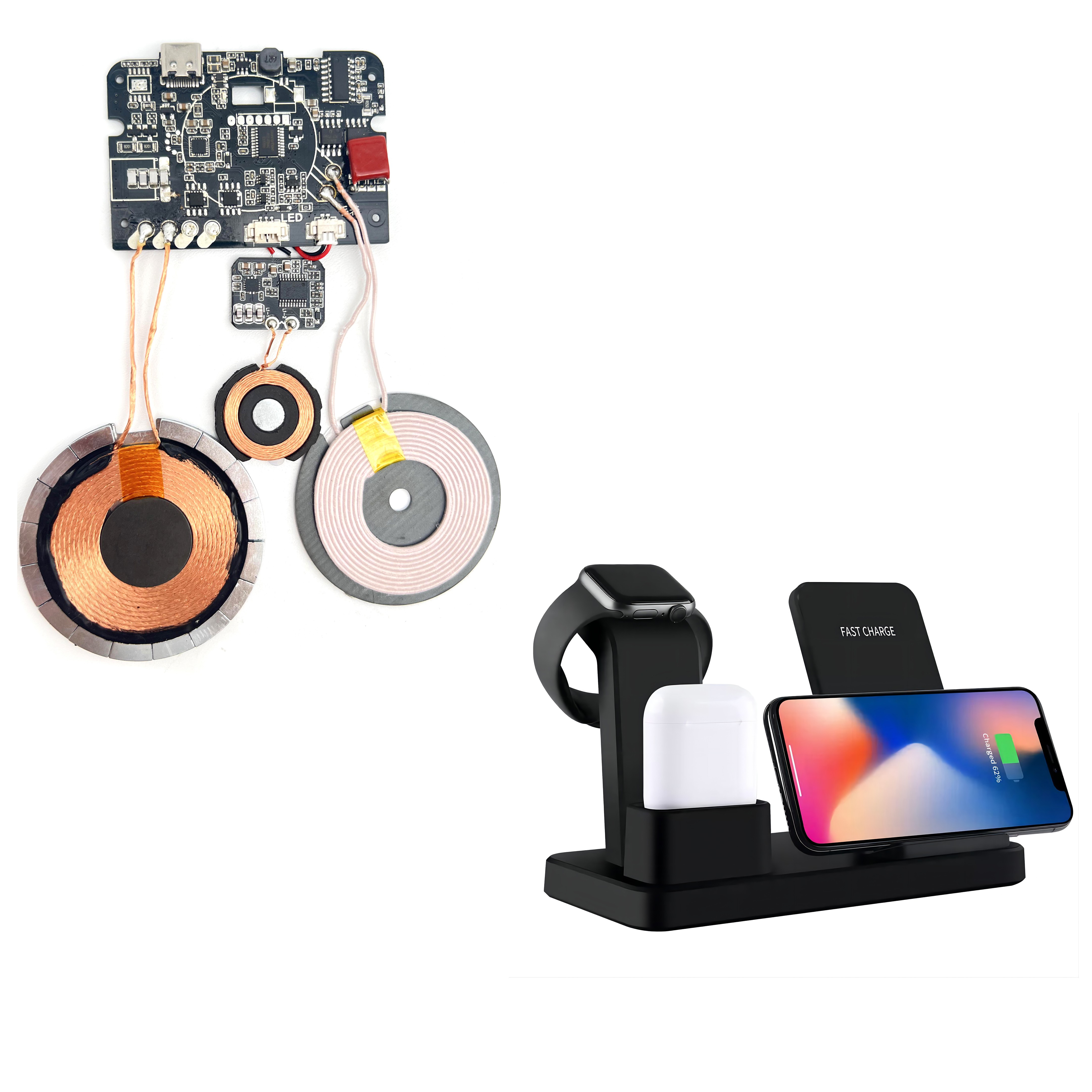 3in1 3 in1 wireless chariging customization wireless charger module for IPhone Apple watch earbuds