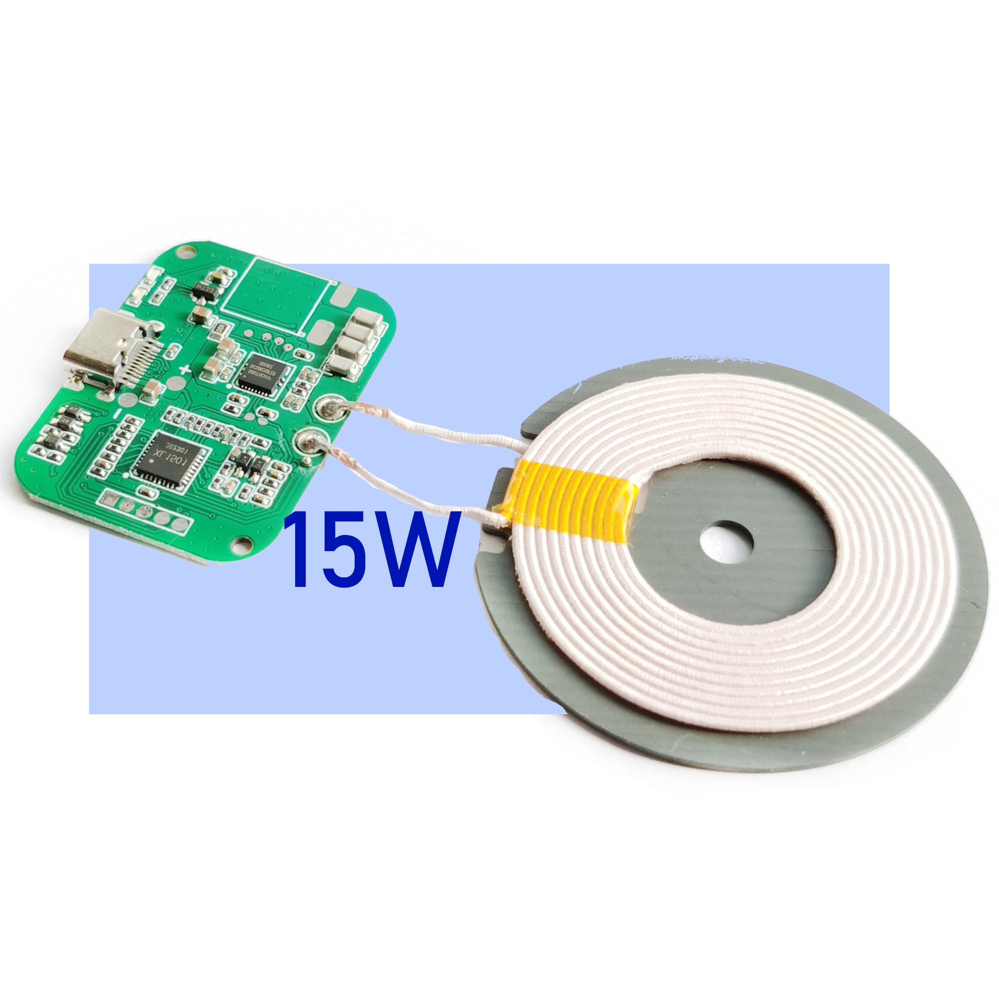 Qi EPP 15W schnelles kabelloses Ladegerät PCBA-Modul PD QC3.0 Typ-C-Anschlussadapter kabelloses Laden PCBA