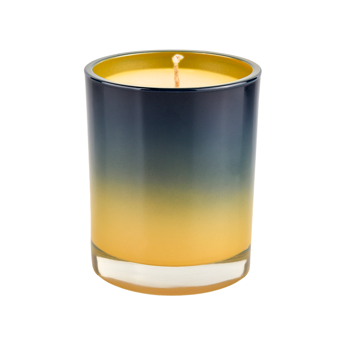 Kerzengefäße aus Glas mit gelbem Farbverlauf und schwarzer Dekoration, 10 oz