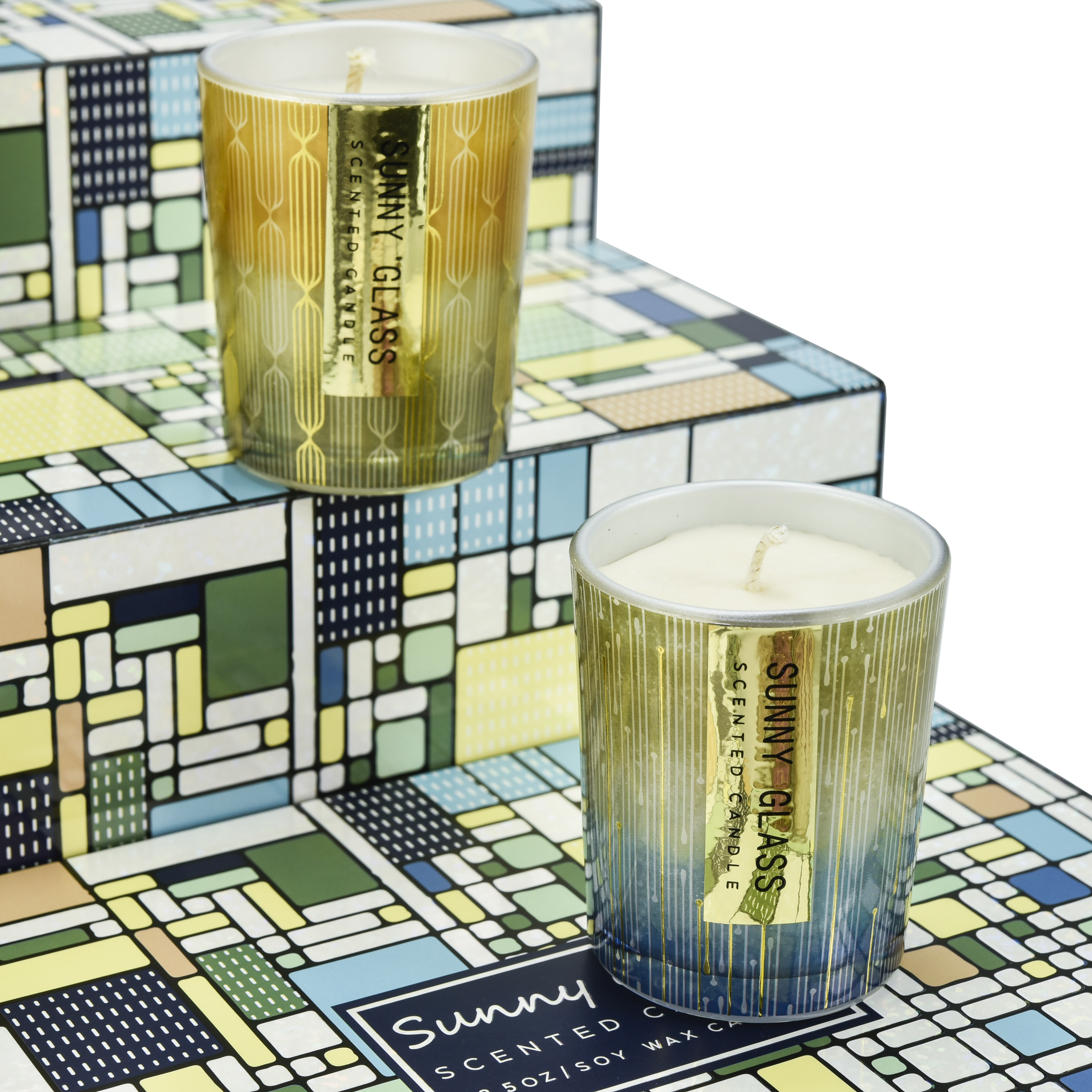 Pink Striped Glass Candle Jar