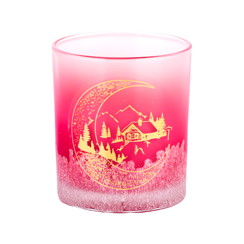 Wholesale supplier pasko kamay applique gradient red glass candle jars