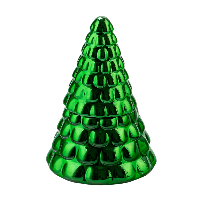 Engros Bionic Pine Needle Christmas Tree Glass Candle Jar med låg