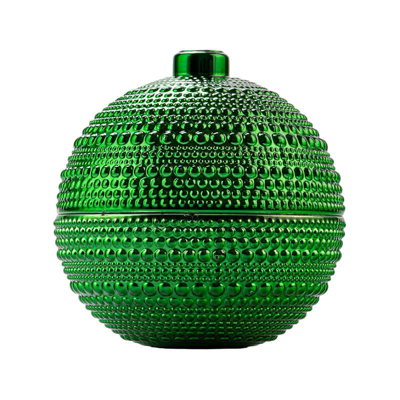 جرة شمعة الزجاجية الخضراء بالجملة مع أنماط حبة ، شملت ، حامل شمعة العطرية