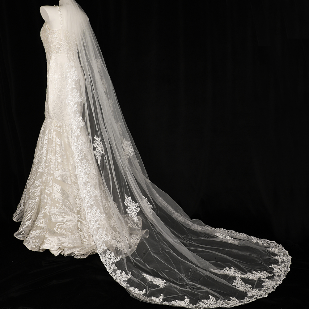 CYG Роскошная вышитая кружевная аппликация Свадебная фата с расческой из 100% полиэстера для длительного использования для вечеринок
