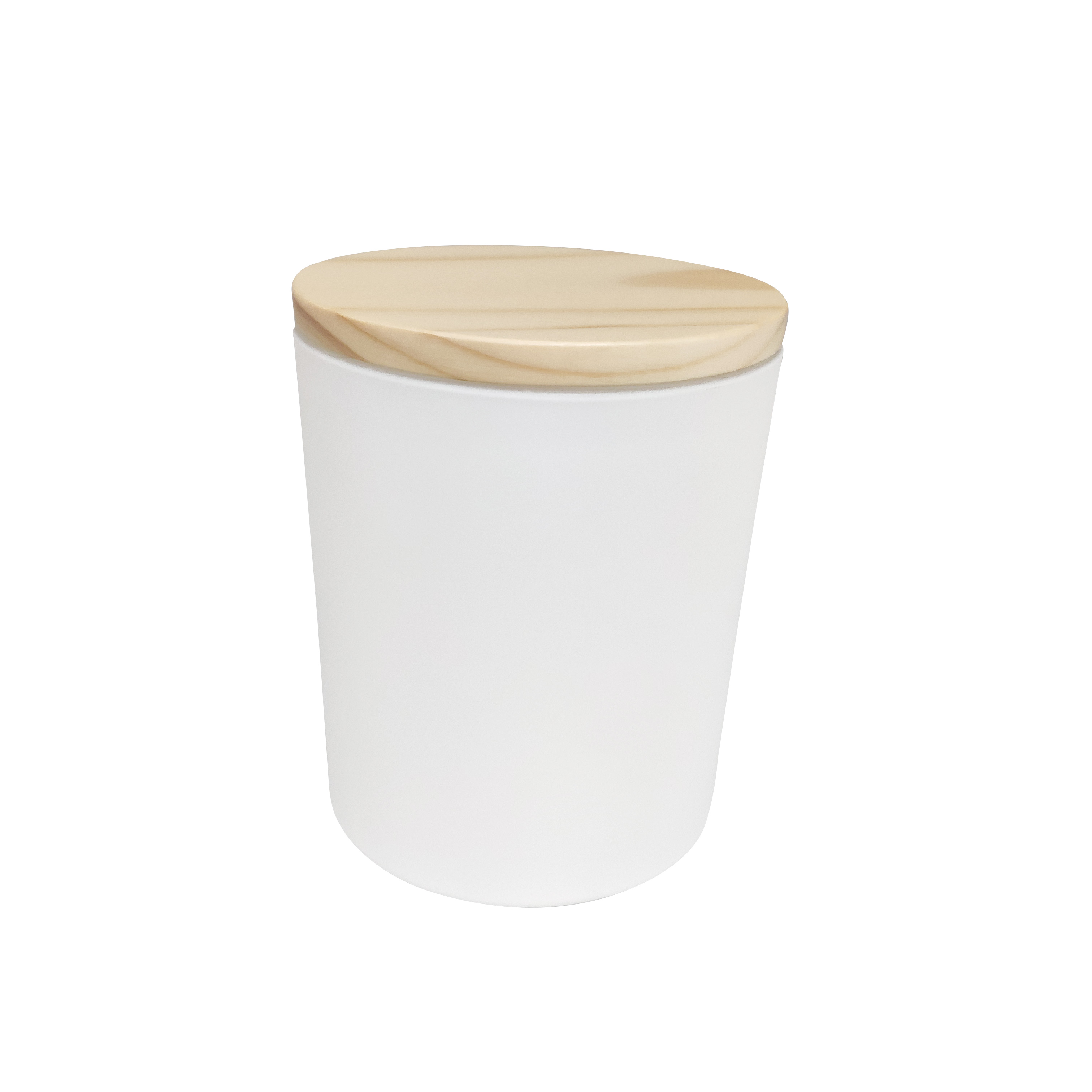 12oz white glasss candle jar with wood lid
