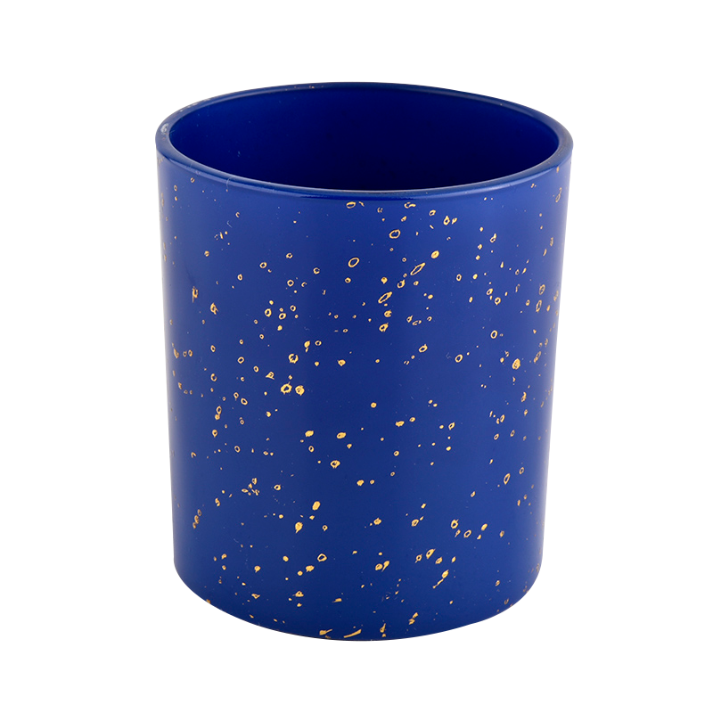 Luxury customized golden blue empty glass candle  jar for home decor