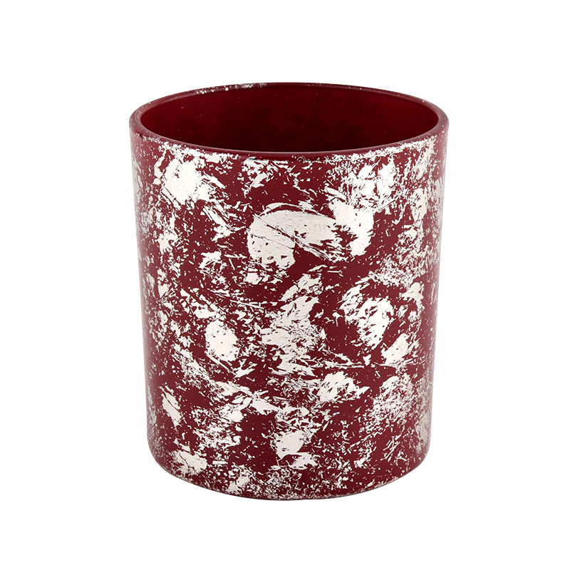 Wholesale empty 290ml white printed dust and red glass candle jar