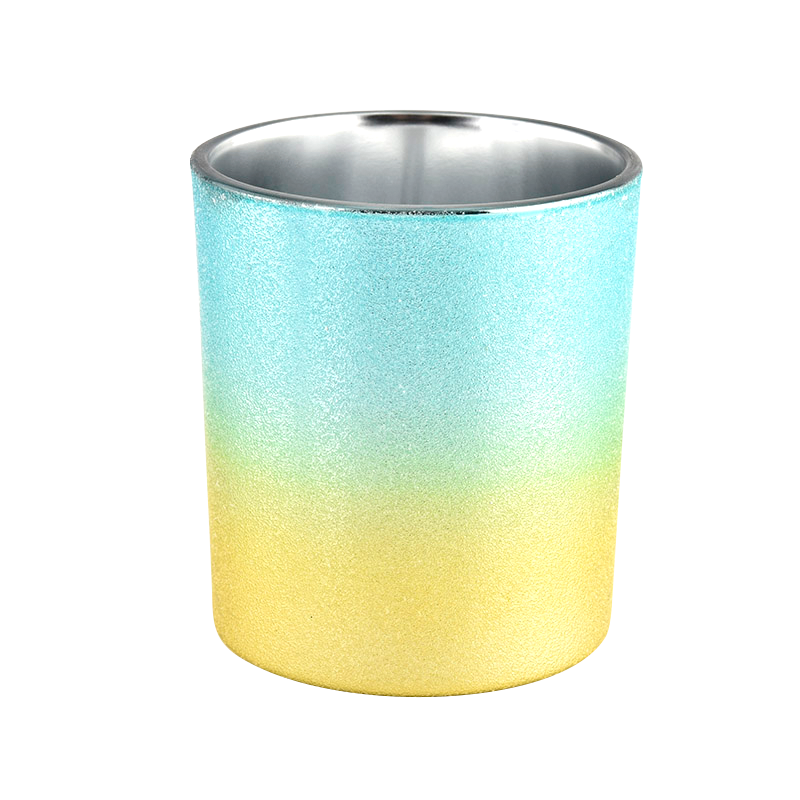 ombre color sprayed metallic glass candle vessels