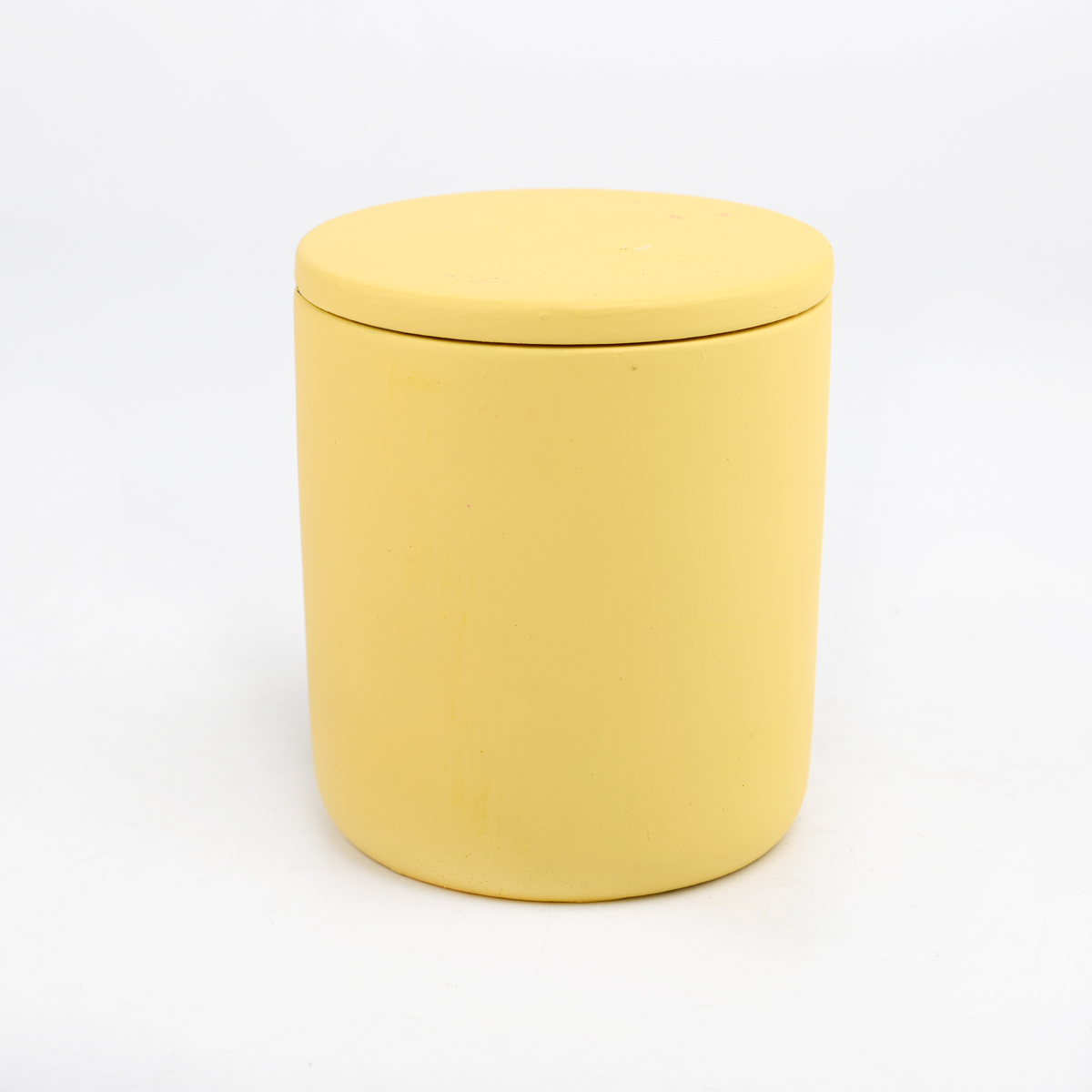 Yellow ceramic candle jar with lid 300ml