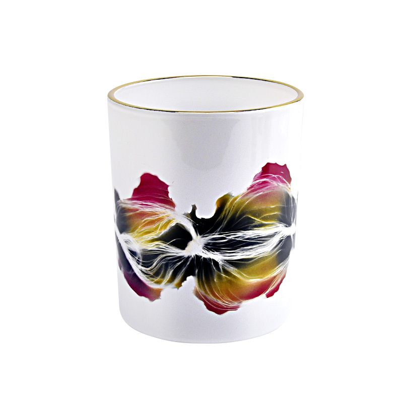 Wholesale Empty Glass candle jar with gold rim top for candle making