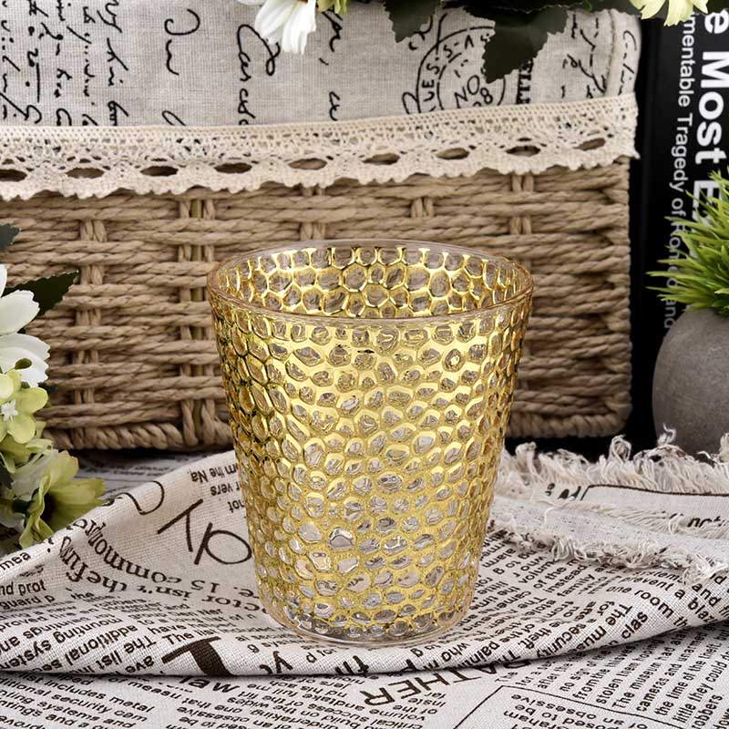Wholesale luxury 8 oz gold-plated glass candle holders