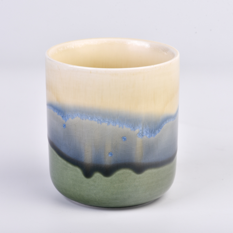 10oz custom ceramic candle jars with artworks for home decor