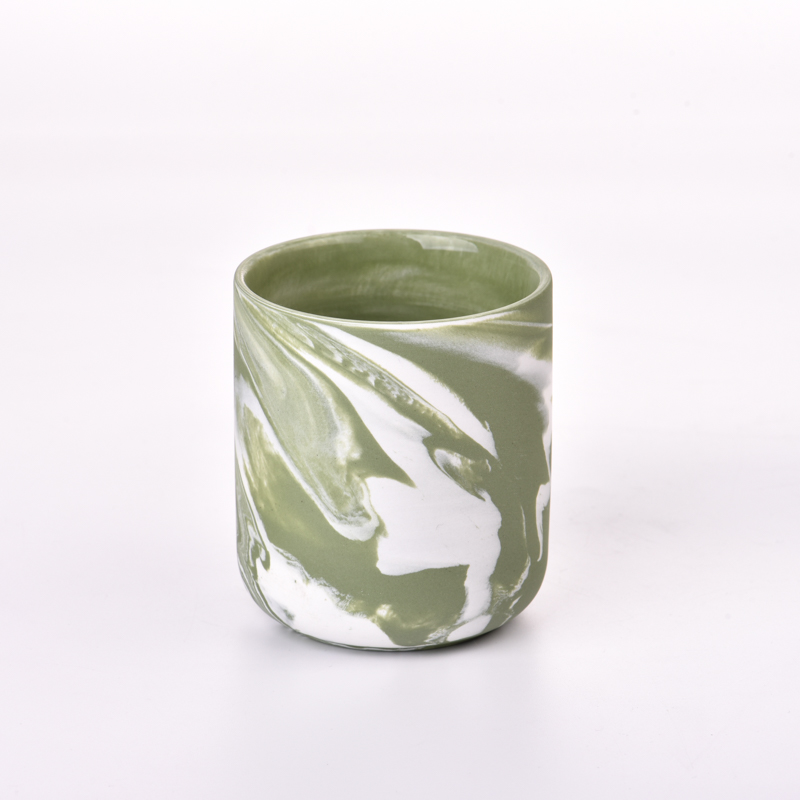 8oz colorful marble finished ceramic jars candle votive containers