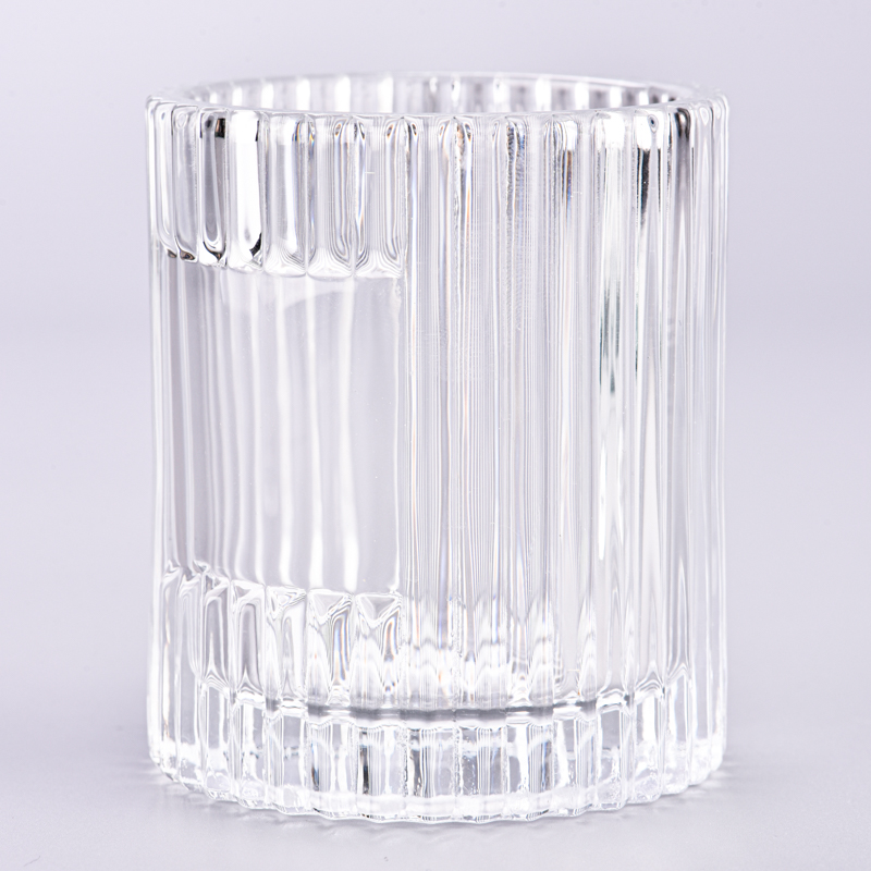 high white glass candle jars with flutes with metal label available