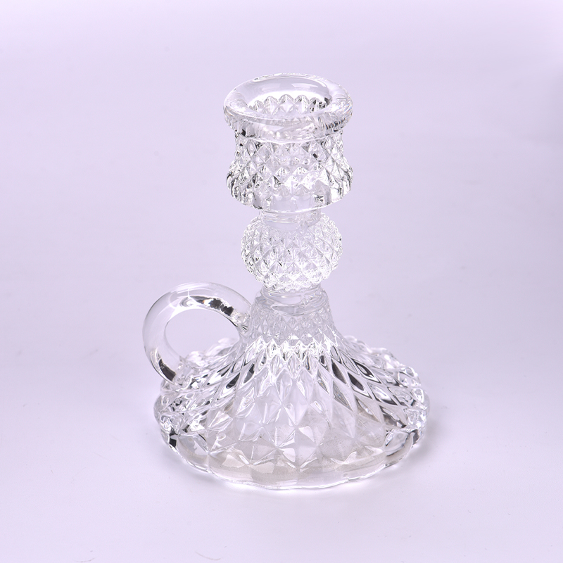 Wholesale kettle shape glass candle holder crystal pillar candlestick