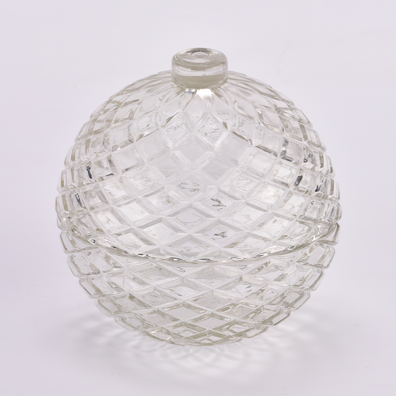 Ball shape luxury candle glass jars with glass lids